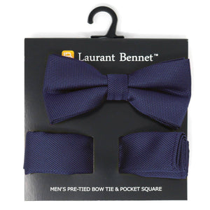 Poly Woven Men's Banded Bow Tie and Hanky Set - BTH6308