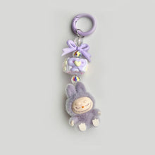 Load image into Gallery viewer, Flocked Mini Bow Cake Labubu Keychain Phone Bag Charm