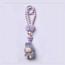 Load image into Gallery viewer, Flocked Mini Labubu Beaded Keychain Bag Charm