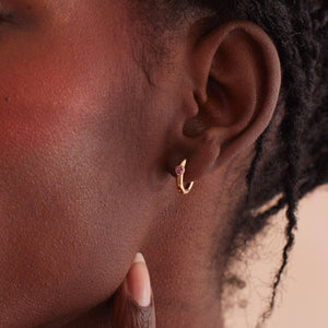 Pink Heart Huggie Hoop Earrings