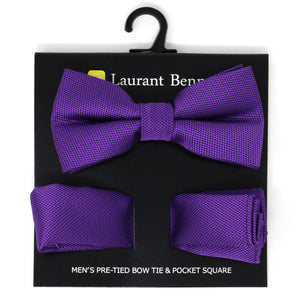 Poly Woven Men's Banded Bow Tie and Hanky Set - BTH6308