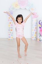 Load image into Gallery viewer, Blushing Bows S/S Flutter Sleeve Leotard