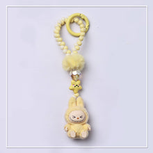 Load image into Gallery viewer, Flocked Mini Labubu Beaded Keychain Bag Charm