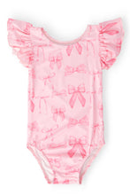 Load image into Gallery viewer, Blushing Bows S/S Flutter Sleeve Leotard