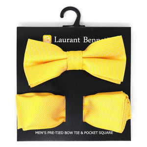 Poly Woven Men's Banded Bow Tie and Hanky Set - BTH6308