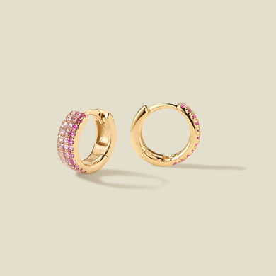 Cz Pink Pavé Huggie Hoop Earrings