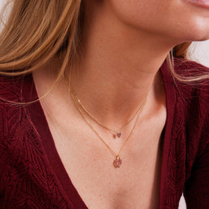 Cz Pink Pavé Heart Necklace