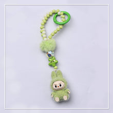 Load image into Gallery viewer, Flocked Mini Labubu Beaded Keychain Bag Charm
