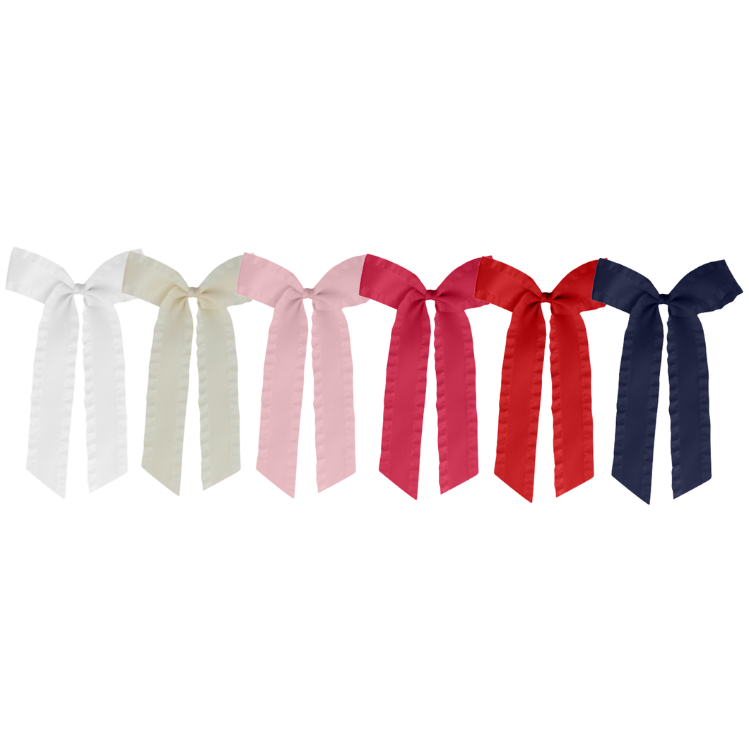 Satin Ruffle Long Tail Bow - Classic Colors