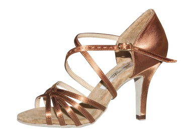Aida Dance Women's Latin Karina (070E) Dark Tan Satin-Slim Heel